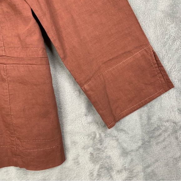 Eileen Fisher Burnt Orange Linen Button Up Top. Women’s Size Medium. - Picture 3 of 7